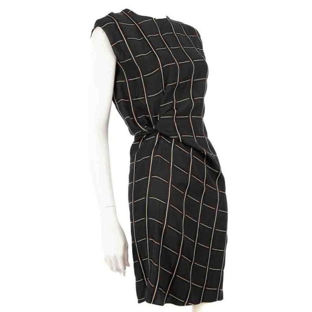 DESIGNER Lanvin Black Checked Knot Detail Dress - Picture 3 of 11